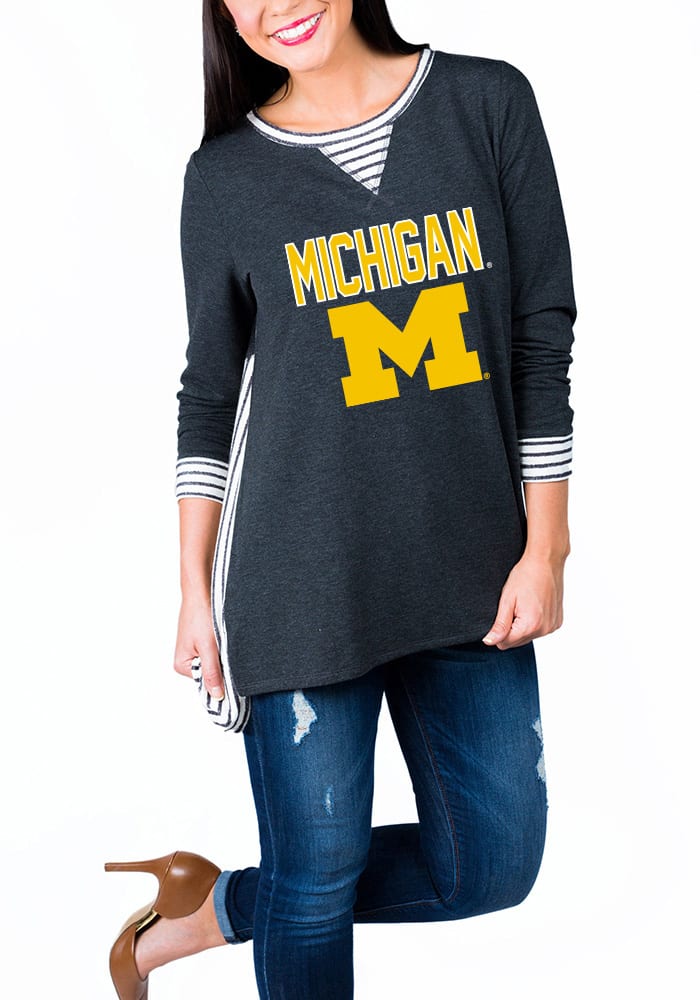 Gameday Couture Michigan Wolverines Womens Charcoal Youll Be Back Long Sleeve Womens Crew