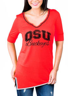 Gameday Couture Ohio State Buckeyes Womens Red Beaded Bold Trim Long Sleeve T-Shirt