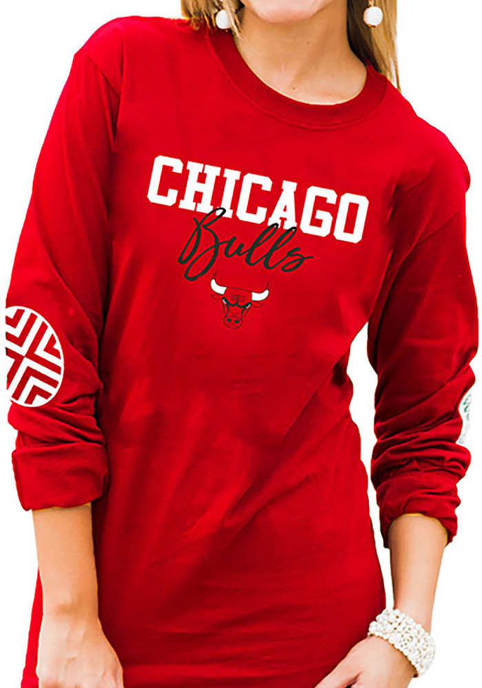 Gameday Couture Chicago Bulls Womens Red Pride Patch Crew Neck LS Tee
