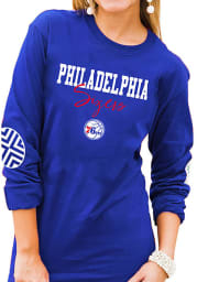 Gameday Couture Philadelphia 76ers Womens Blue Pride Patch Crew Neck LS Tee