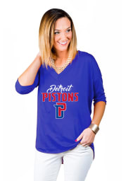 Gameday Couture Detroit Pistons Womens Blue Weekender Dropped Hem V Neck LS Tee
