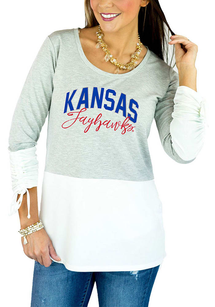 Gameday Couture Kansas Jayhawks Womens Blue Calling the Shots Scoop Neck LS Tee