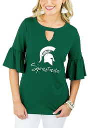 Gameday Couture Michigan State Spartans Womens Green Ruffle and Ready Short Sleeve T-Shirt