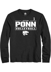 Caleigh Ponn Mens Black K-State Wildcats NIL Stacked Box Long Sleeve Player T Shirt