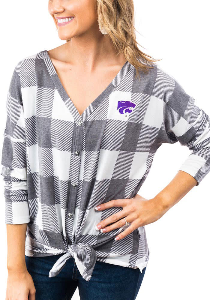 Gameday Couture K-State Wildcats Womens Check Your Facts Long Sleeve White Dress Shirt