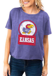 Gameday Couture Kansas Jayhawks Womens Blue Keep It Cropped Short Sleeve T-Shirt