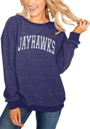 Gameday Couture Kansas Jayhawks Womens Blue Its a Date Crew Sweatshirt