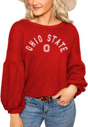 Gameday Couture Ohio State Buckeyes Womens Red Follow the Fun Bubble Sleeve Thermal LS Tee