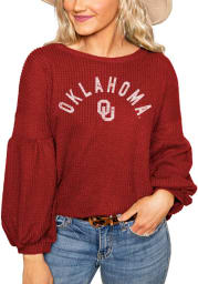 Gameday Couture Oklahoma Sooners Womens Crimson Follow the Fun Bubble Sleeve Thermal LS Tee