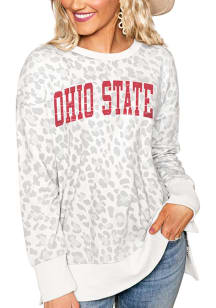 Gameday Couture Ohio State Buckeyes Womens Grey Hide and Chic Leopard Crew Sweatshirt