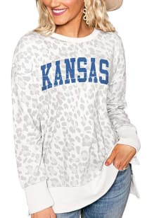 Gameday Couture Kansas Jayhawks Womens Grey Hide and Chic Leopard Crew Sweatshirt