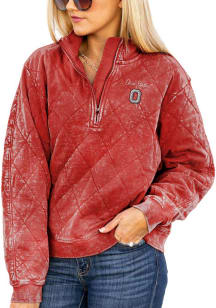Gameday Couture Ohio State Buckeyes Womens Red Unstoppable Chic Quilted 1/4 Zip Pullover