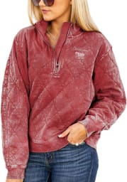 Gameday Couture Oklahoma Sooners Womens Crimson Unstoppable Chic Quilted 1/4 Zip Pullover