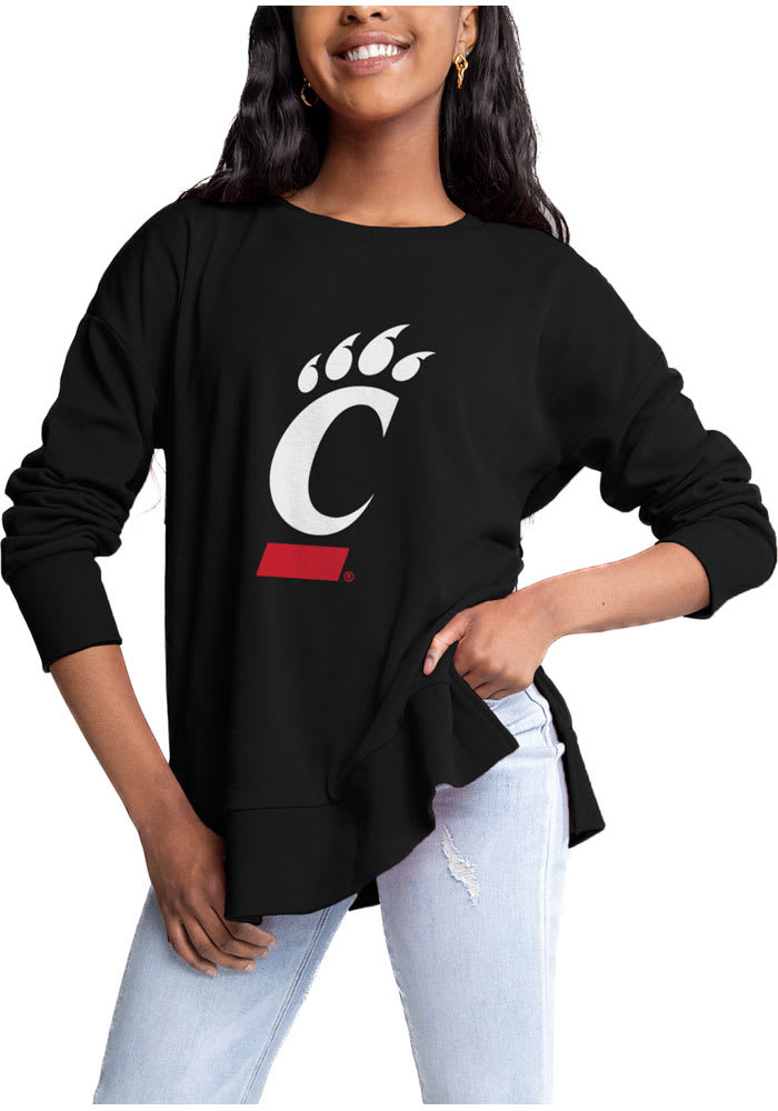 Gameday Couture Cincinnati Bearcats Womens Black Side Slit Crew Sweatshirt