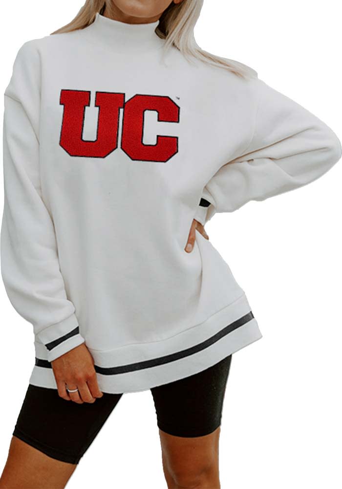 Gameday Couture Cincinnati Bearcats Womens White This Is It Mock Neck Crew Sweatshirt