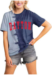 Gameday Couture Dayton Flyers Womens Navy Blue Find Your Groove Split Dye Short Sleeve T-Shirt