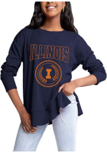 Gameday Couture Illinois Fighting Illini Womens Navy Blue Side Slit Crew Sweatshirt