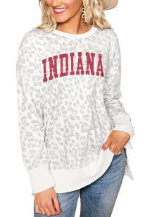 Gameday Couture Indiana Hoosiers Womens White Hide and Chic Leopard Crew Sweatshirt