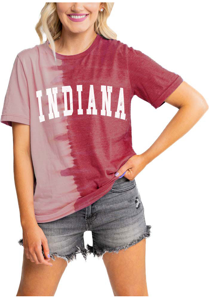 Gameday Couture Indiana Hoosiers Womens Crimson Find Your Groove Split Dye Short Sleeve T-Shirt
