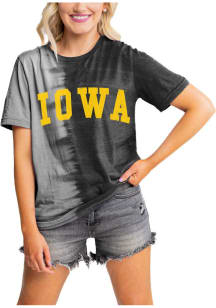 Gameday Couture Iowa Hawkeyes Womens Black Find Your Groove Split Dye Short Sleeve T-Shirt