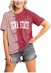 Gameday Couture Iowa State Cyclones Womens Crimson Find Your Groove Split Dye Short Sleeve T-Shi..
