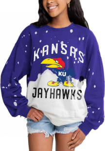 Gameday Couture Kansas Jayhawks Womens Blue Twice As Nice Faded Crew Sweatshirt
