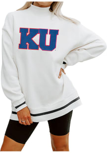 Gameday Couture Kansas Jayhawks Womens White This Is It Mock Neck Crew Sweatshirt