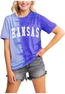 Gameday Couture Kansas Jayhawks Womens Blue Find Your Groove Split Dye Short Sleeve T-Shirt
