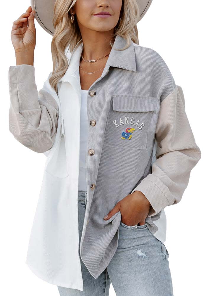 Gameday Couture Kansas Jayhawks Womens White This and That Shacket Light Weight Jacket
