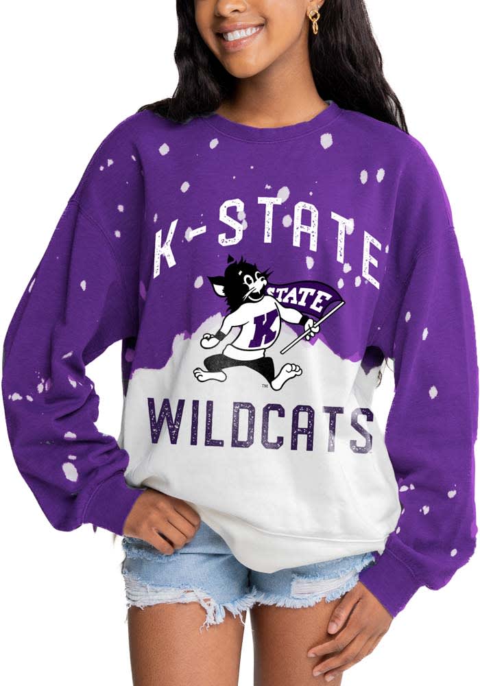 Gameday Couture K-State Wildcats Womens Purple Twice As Nice Faded Crew Sweatshirt