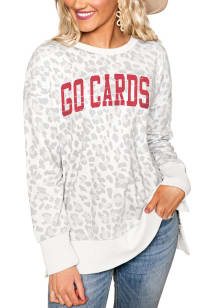 Gameday Couture Louisville Cardinals Womens White Hide and Chic Leopard Crew Sweatshirt