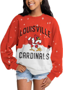 Gameday Couture Louisville Cardinals Womens Red Twice As Nice Faded Crew Sweatshirt