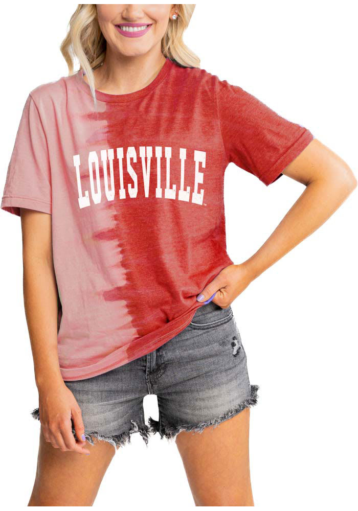 Gameday Couture Louisville Cardinals Womens Red Find Your Groove Split Dye Short Sleeve T-Shirt