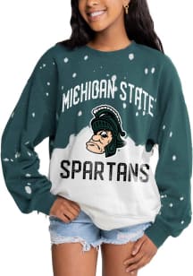 Gameday Couture Michigan State Spartans Womens Green Twice As Nice Faded Crew Sweatshirt