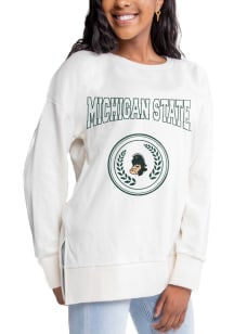 Gameday Couture Michigan State Spartans Womens Ivory Side Slit Crew Sweatshirt