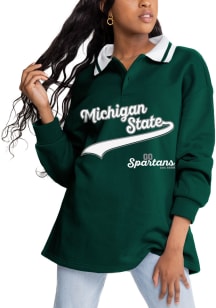 Gameday Couture Michigan State Spartans Womens Green Happy Hour Knit Collared LS Tee