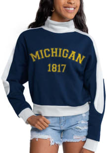Gameday Couture Michigan Wolverines Womens Navy Blue Make It A Mock Crew Sweatshirt