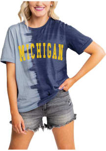 Gameday Couture Michigan Wolverines Womens Navy Blue Find Your Groove Split Dye Short Sleeve T-Shirt