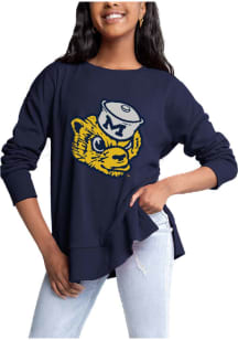 Gameday Couture Michigan Wolverines Womens Navy Blue Side Slit Crew Sweatshirt