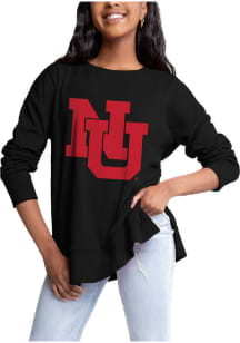 Womens Nebraska Cornhuskers Black Gameday Couture Side Slit Crew Sweatshirt
