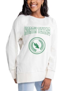 Gameday Couture North Texas Mean Green Womens Ivory Side Slit Crew Sweatshirt