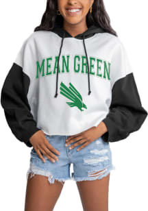 Gameday Couture North Texas Mean Green Womens White Good Time Drop Shoulder Colorblock Crop Hood..
