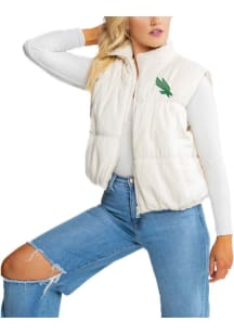Gameday Couture North Texas Mean Green Womens White Wandering Around Mini Corduroy Puffer Vest