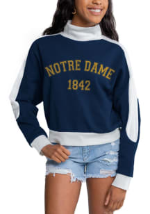 Gameday Couture Notre Dame Fighting Irish Womens Navy Blue Make It A Mock Crew Sweatshirt