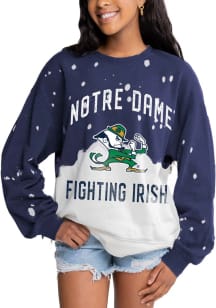 Gameday Couture Notre Dame Fighting Irish Womens Navy Blue Twice As Nice Faded Crew Sweatshirt