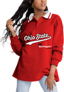 Gameday Couture Ohio State Buckeyes Womens Red Happy Hour Knit Collared LS Tee