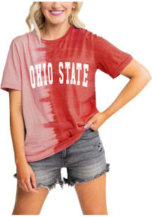 Gameday Couture Ohio State Buckeyes Womens Red Find Your Groove Split Dye Short Sleeve T-Shirt