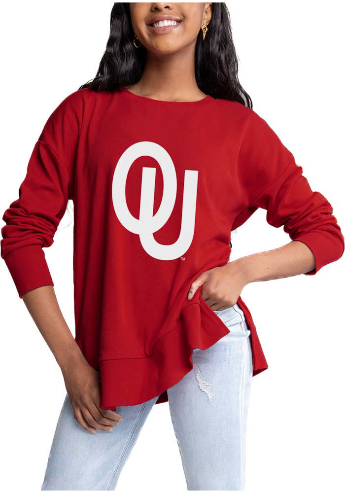 Gameday Couture Oklahoma Sooners Womens Crimson Side Slit Crew Sweatshirt