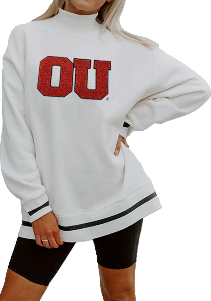 Gameday Couture Oklahoma Sooners Womens White This Is It Mock Neck Crew Sweatshirt