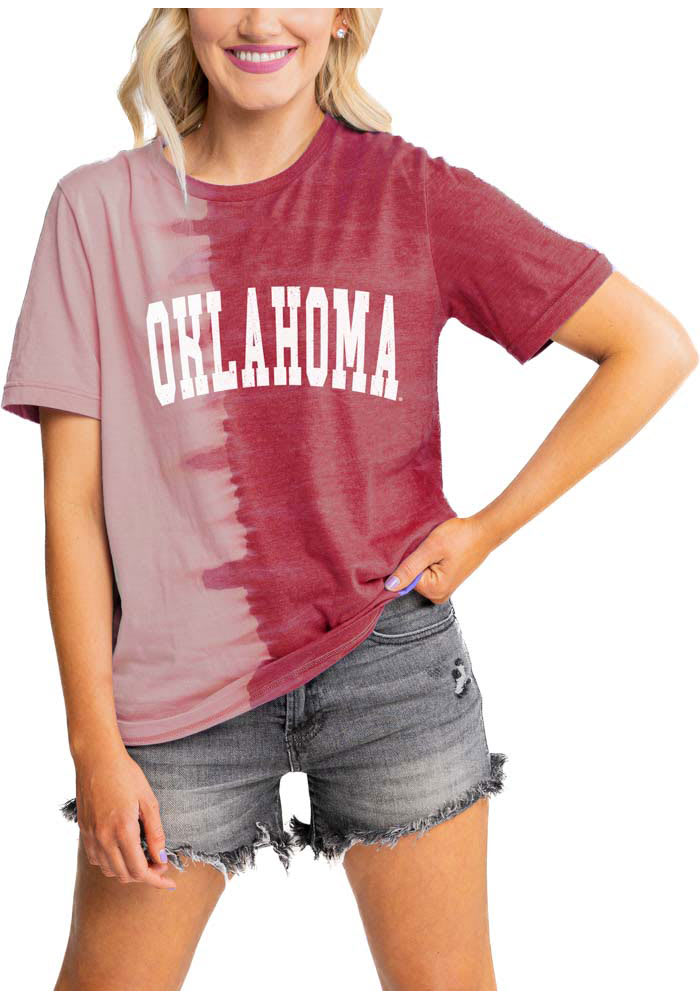 Gameday Couture Oklahoma Sooners Womens Crimson Find Your Groove Split Dye Short Sleeve T-Shirt